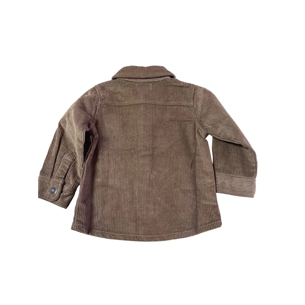 Mud Pie Toddler Boys Caramel Corduroy Shacket Brown Button Down Shirt 12-18M NWT
